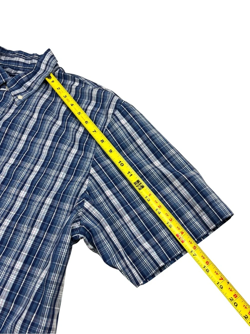 Johnnie-O Shirt Mens XL Deep Water Blue Plaid Button Up 100% Cotton Golf Casual